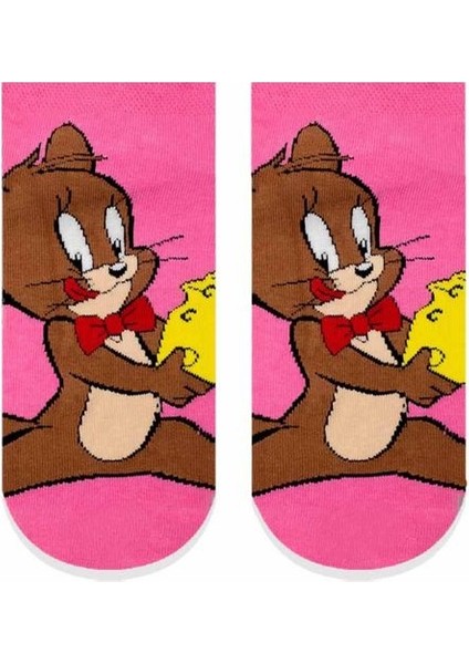 Jerry Desenli Pembe Çocuk Çorap