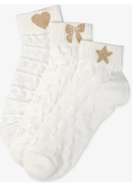 3'lü Simli Nakışlı Kısa Çorap fiyatları