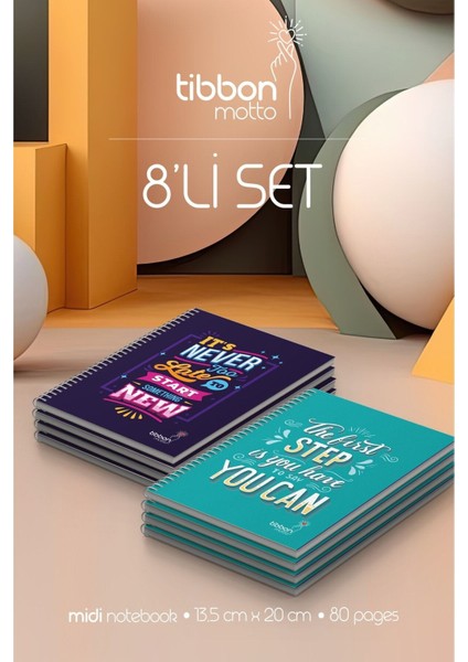 Motto Midi Defter Spiralli 8'li Set Motto 6