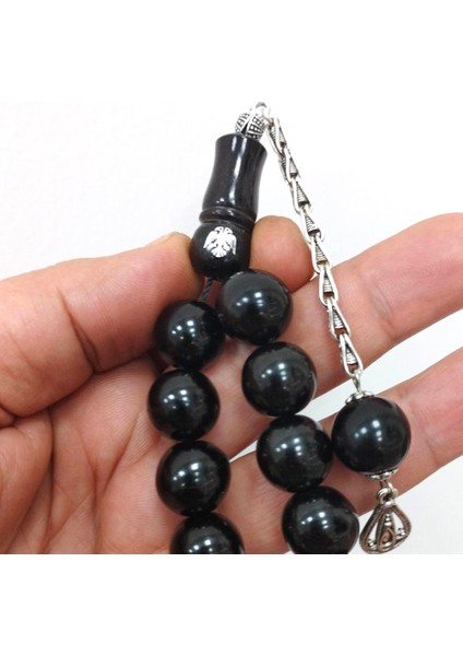 Çiftbaşlı Kartal Desenli Gürcistan Oltu Taşı Efe Tesbih