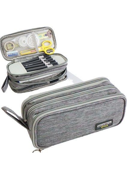 Çok Fonksiyonlu Fermuarlı Büyük Kapasiteli Üç Katmanlı Kalem Çantası Kırtasiye Çantası Öğrenci Kırtasiye Çantası (Yurt Dışından)