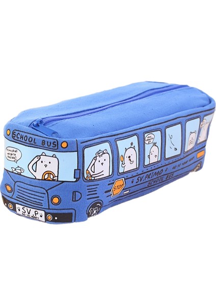 Koreli Yaratıcı Öğrenci Kırtasiye Küçük Hayvan Otobüs Kalem Çantası Otobüs Kalem Kutusu Kanvas Çanta (Yurt Dışından)