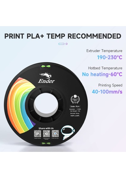 Creality Ender Pla+ Filament Elma Yeşili 1.75MM 1kg Standart