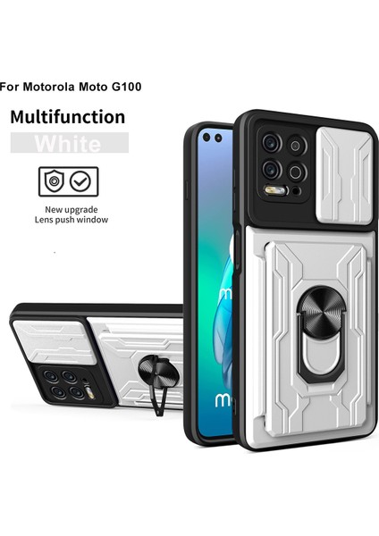Motorola Moto G100 Için Zil Standı ve Kart Yuvalı Darbeye Dayanıklı Telefon Kılıfı (Yurt Dışından)