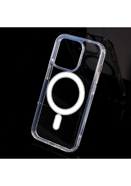 Apple iphone 15 Uyumlu Magsafe Özellikli Şeffaf Kılıf Wireless Kablosuz Şarj Sararmaz Kapak