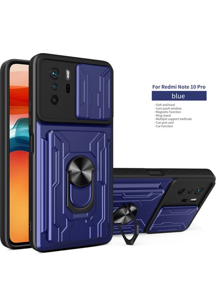 Xiaomi Redmi Note 10 Pro Için Zil Standı ve Kart Yuvası ile Darbeye Dayanıklı Telefon Kılıfı (Yurt Dışından)