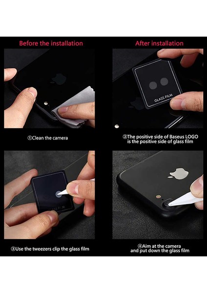Apple iPhone 8 Kamera Lens Koruyucu Cam Filmi Tam Kaplama Tasarım Ultra Korumalı (Z-Kamera-Camı)
