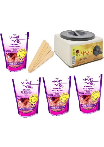 Ege Sir Dpr Max Ağda Makinesi + Vi-Vet Granül Pudralı Inci Ağda 250 G X 4 + Spatula