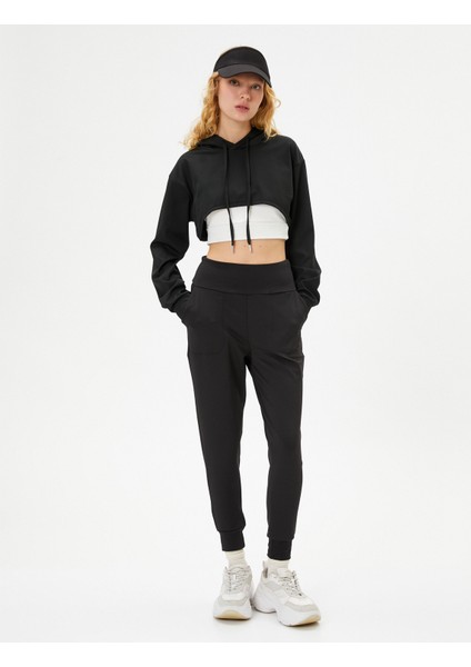 Crop Kapşonlu Sweatshirt Uzun Kolu Rahat Kalıp fiyatları