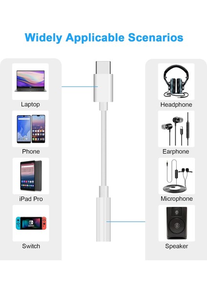 DNR Bilişim Type-C USB Tip C - 3,5 mm Kulaklık Jakı Adaptörü - Aux Ses Dongle Kablosu Kulaklık Jakı Dönüştürücü