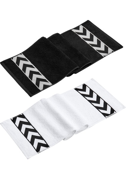 Sergeant 30X100 cm PAMUK(450 Gsm) Siyah-Beyaz 2'li Spor Havlusu Fitness Gym Golf Boks Havlusu