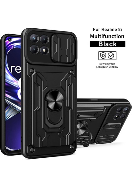 Oppo Realme 8i Için Zil Standı ve Kart Yuvalı Darbeye Dayanıklı Telefon Kılıfı (Yurt Dışından)