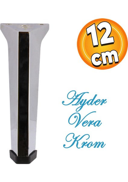 Sehpa Masa Puf Tabure Ünite Baza Koltuk Ayağı Mobilya Ayakları Ayağı Metal Ayakları 12 Cm Krom