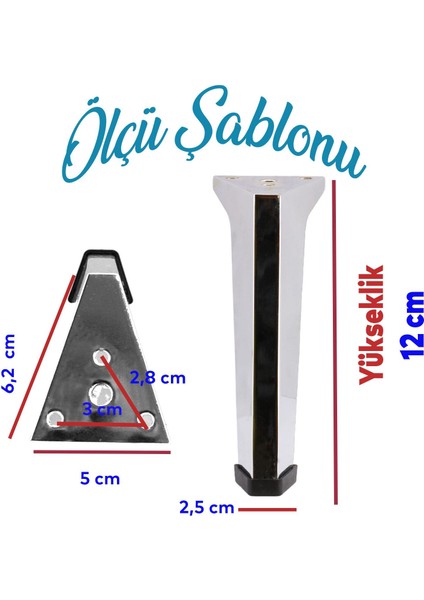 Sehpa Masa Puf Tabure Ünite Baza Koltuk Ayağı Mobilya Ayakları Ayağı Metal Ayakları 12 Cm Krom