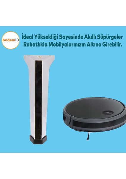 Sehpa Masa Puf Tabure Ünite Baza Koltuk Ayağı Mobilya Ayakları Ayağı Metal Ayakları 12 Cm Krom
