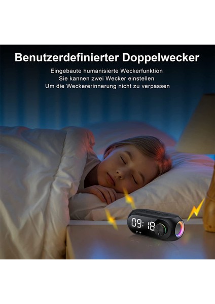 Bluetooth Ayna Hoparlör, Çok Fonksiyonlu Müzik Kutusu, USB Şarjlı Radyo Çalar Saat Dijital, LED Işık, Çift Alarm Modu (Yurt Dışından) fiyatları