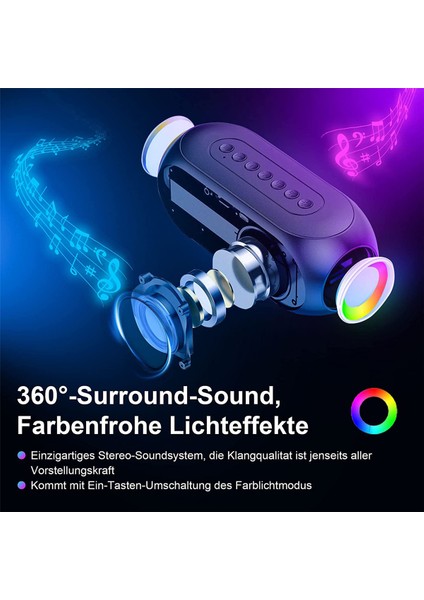 Bluetooth Ayna Hoparlör, Çok Fonksiyonlu Müzik Kutusu, USB Şarjlı Radyo Çalar Saat Dijital, LED Işık, Çift Alarm Modu (Yurt Dışından) fırsatları