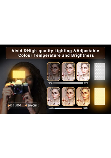 Cep Telefonu Dolgu Işığı 120 LED 2500-9000K Renk Sıcaklığı Düz Işık Kamera Fotoğraf Video Canlı Akış Cep Işığı (Yurt Dışından)