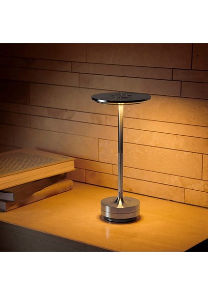 Basit Şarj Masa Lambası Restoran Bar Masa Lambası Karartma Atmosferi Retro Taşınabilir Şarj Dokunmatik USB Masa Lambası Gümüş (Yurt Dışından)