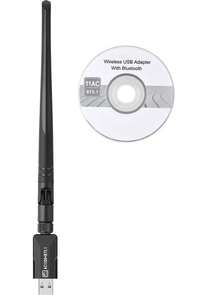 Yüksek Hızlı 1300 Mbps Wifi Kablosuz Ağ Kartı Usb3.0 Bluetooth5.1 Alıcı 2.4g 5 Ghz Çift Bantlı Kablosuz Alıcı Pc Için (Yurt Dışından)