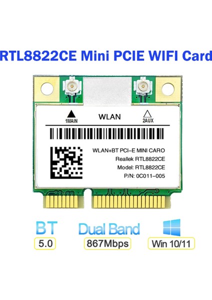 RTL8822CE Wifi Kartı 1200MBPS 2.4g+5ghz 802.11AC Ağ Mini Pcıe Bluetooth 5.0 Desteği Dizüstü Bilgisayar/pc /11 (Yurt Dışından)