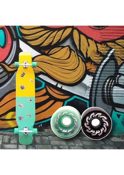 Adet Kaykay Tekerlekleri 70MM 82A PU,70X51MM, Longboard ve Cruiser Için Profesyonel Buzlu Tekerlekler, Siyah (Yurt Dışından)