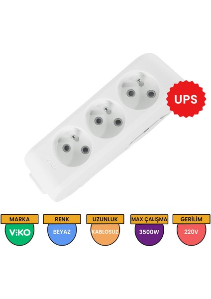 Klemensli UPS Topraklı Çocuk Korumalı Üçlü Priz