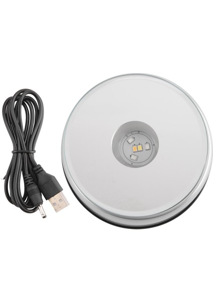 Kristaller Cam Sanatı Için Ekran Pikap Tabanı, USB Kablosu ile LED Renkli Dönen Kristal Ekran Tabanı Standı (Yurt Dışından)