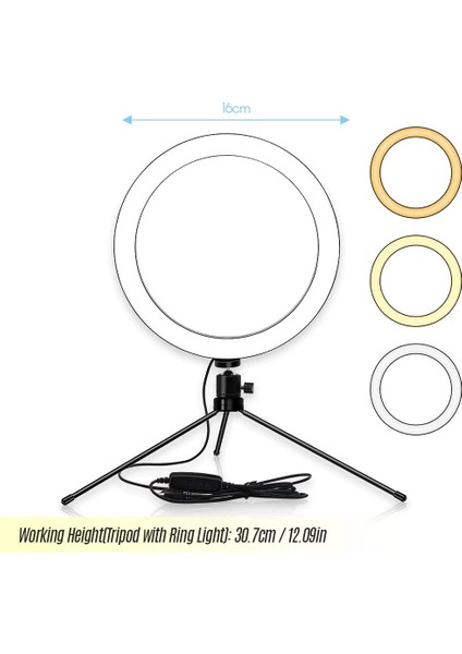 Inç Masa LED Halka Işık 3200-5600K 3 Renk 10 Seviye Parlaklık Canlı Akış Makyaj Portre Video Aydınlatma Için Tripod Standı ile Ayarlanabilir (Yurt Dışından) fırsatları