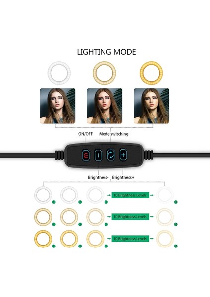 Inç Masa LED Halka Işık 3200-5600K 3 Renk 10 Seviye Parlaklık Canlı Akış Makyaj Portre Video Aydınlatma Için Tripod Standı ile Ayarlanabilir (Yurt Dışından) indirimleri