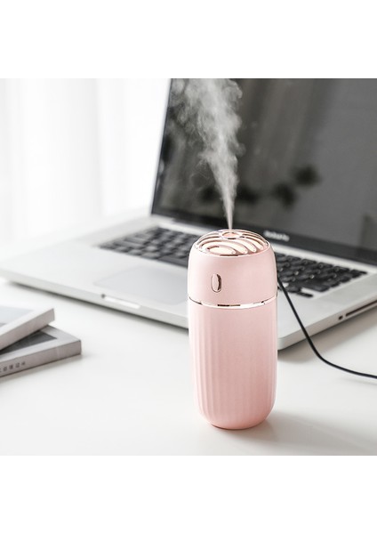 300ML Kablosuz Nemlendirici Ev Mini Taşınabilir Masaüstü Araç Nemlendirici Hava Temizleme Cihazı Dahili Pil 800MAH, Pembe (Yurt Dışından)