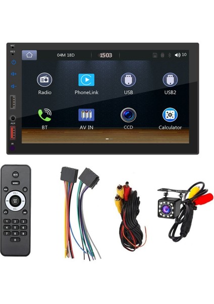 7 Inç Çift Din Araba Stereo Carplay Android Otomatik Ayna Bağlantısı, Multimedya Dokunmatik Ekran Oynatıcı Bluetooth Radyo Kamera USB (Yurt Dışından)
