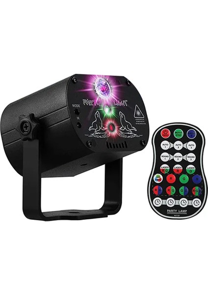 7 Renk LED Dj Disko Lazer Ses Strobe Sahne Işık Projektör Noel Cadılar Bayramı Dekorasyonları Için USB Şarj Edilebilir A (Yurt Dışından)