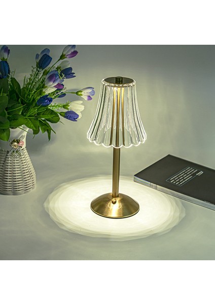 LED Kristal Dekoratif Masa Lambası 800 Mah Şarj Edilebilir Atmosfer Gece Lambası Restoran Cafe Için 3 Seviyeli Parlaklık (Yurt Dışından)