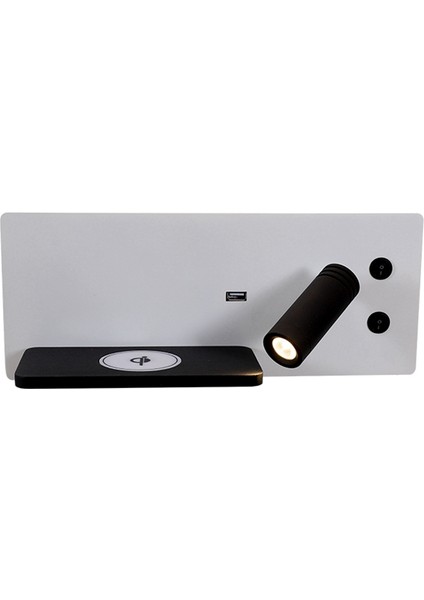 Modern Duvar Aplik Lamba Ev Dekor Başucu LED Spot Aydınlatma Armatürü Iç Mekan Aydınlatması Oturma Odası Kablosuz Şarj Sağ B (Yurt Dışından) indirimleri