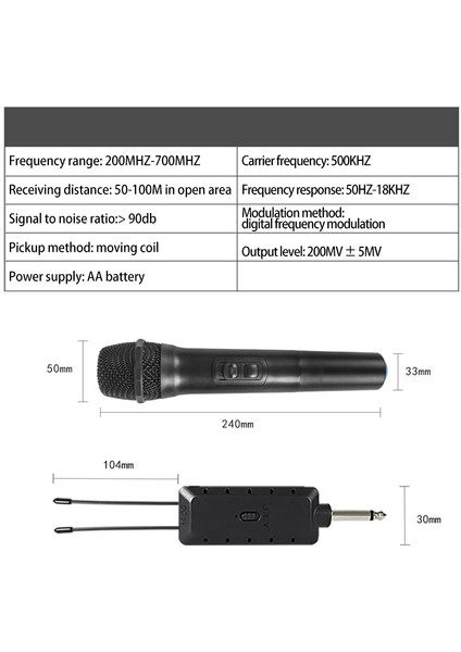 Karaoke/iş Toplantısı Için Alıcılı Evrensel Vhf Kablosuz El Mikrofonu Taşınabilir Mikrofonlar (Yurt Dışından)