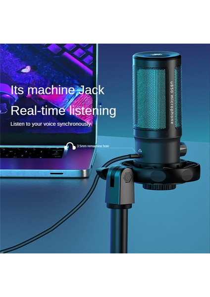 Tüm Metal USB Kapasitörler Mikrofon, Pc Oyun Kayıt Masaüstü Dizüstü Mikrofonu, Çevrimiçi Oyun Için Rgb Akış Podcasting Mikrofonu, (Yurt Dışından)