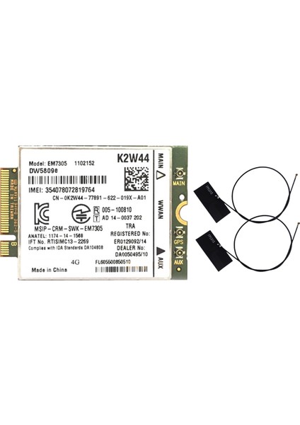 EM7305 GOBI5000 Wifi Kartı + Anten 4g Ngff Wwan E7250 E7450 E5250 7214 7350 7414 Venue 8 Pro 5855 5056 (Yurt Dışından)