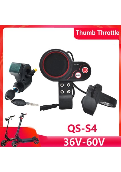 Qs-S4 36V-60V Başparmak Gaz Kelebeği LCD Ekran Kiti + 3pın Kontak Kilit Anahtarı Sıfır 8 9 10 8x 10X Elektrikli Scooter 6pın Ekran (Yurt Dışından)