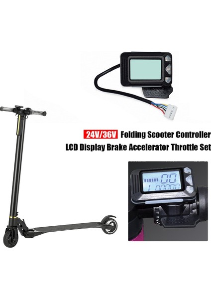 24V 250W Katlanır Scooter Denetleyici Kiti Elektrikli Scooter Denetleyici LCD Ekran Fren Hızlandırıcı Gaz Kelebeği Seti (24V) (Yurt Dışından)