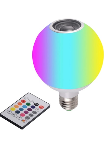 Beyaz Işık Uzaktan Kumandalı LED Bluetooth Müzik Ampul Lambası Renkli Rgb Renk Değiştiren Bluetooth Ampul (E27) (Yurt Dışından)
