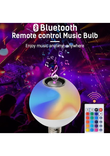 Beyaz Işık Uzaktan Kumandalı LED Bluetooth Müzik Ampul Lambası Renkli Rgb Renk Değiştiren Bluetooth Ampul (E27) (Yurt Dışından) fiyatları
