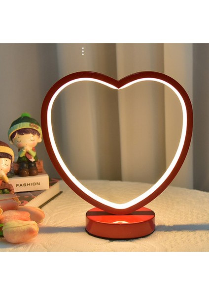 Kalp Şekli Masa Lambası Düğün Için Kırmızı LED Masa Lambası Kademesiz Karartma Yatak Odası Başucu Lambası Gece Lambası Kırmızı (Yurt Dışından) fırsatları