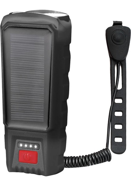 Güneş Enerjisi Bisiklet Far Su Geçirmez USB Şarj Edilebilir 130DB Korna El Feneri Bisiklet Zili Bisiklet Aksesuarları Siyah (Yurt Dışından) modelleri