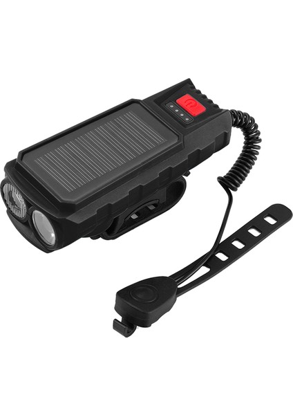 Güneş Enerjisi Bisiklet Far Su Geçirmez USB Şarj Edilebilir 130DB Korna El Feneri Bisiklet Zili Bisiklet Aksesuarları Siyah (Yurt Dışından) fırsatları