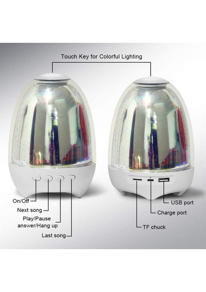 Bluetooth Hoparlör, Çok Renkli Seçeneklere Sahip LED Başucu Gece Lambası, Şarj Edilebilir Kablosuz Stereo Hoparlörler, (Yurt Dışından) modelleri
