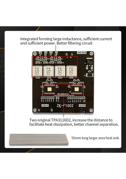 -F1002 5.1bluetooth Güç Amplifikatör Kartı 100W 2.0 Kanal Amplifikatör Kartı, Ses Kutusu Için Kısa Devre Korumalı (Yurt Dışından)