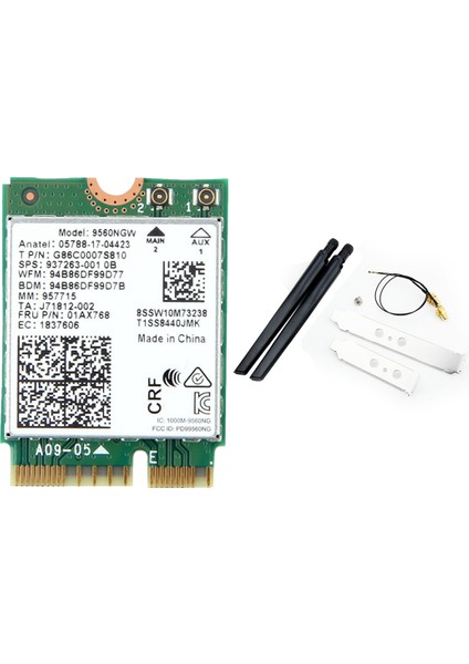 9560NGW Antenli Wifi Kartı 1730MBPS Kablosuz Ac 9560 2.4g+5g Bt 5.0 802.11AC M.2 Cnvı 9560NGW Kablosuz Adaptör A (Yurt Dışından)