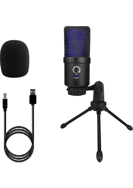 Kayıt Mikrofonu, Akış Yakınlaştırmalı Podcasting Taşınabilir Canlı Yayın Mikrofonu Kaydı Için Rgb Kondenser Mikrofon (Yurt Dışından)