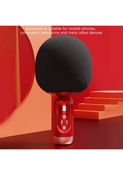 Kablosuz Bluetooth Mikrofon Tws Çifti Bağlı Cep Telefonu Taşınabilir Karaoke El Kondenser Mikrofon Siyah (Yurt Dışından)